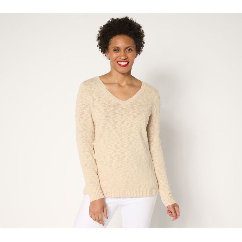 Belle by Kim Gravel Women's Top Plus Sz Sweater 1X Gotta Getaway White A687893